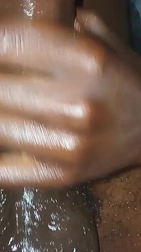 Cms Stroking His Big Black Cock (bbc) with Lots of Oil