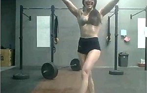 Brunette in crossfit box