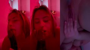 session fellation sur gode black dans ma baignoire et masturbation