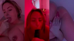 session fellation sur gode black dans ma baignoire et masturbation