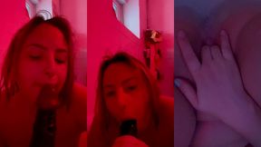 session fellation sur gode black dans ma baignoire et masturbation