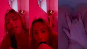 session fellation sur gode black dans ma baignoire et masturbation
