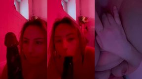 session fellation sur gode black dans ma baignoire et masturbation