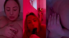session fellation sur gode black dans ma baignoire et masturbation