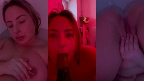 session fellation sur gode black dans ma baignoire et masturbation
