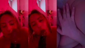 session fellation sur gode black dans ma baignoire et masturbation