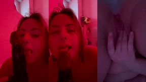 session fellation sur gode black dans ma baignoire et masturbation