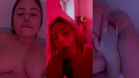 session fellation sur gode black dans ma baignoire et masturbation