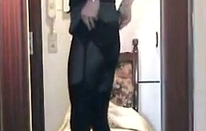 Burning crossdresser in black solo