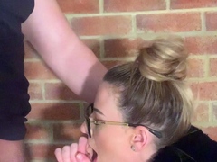 Blowjob and handjob from slutty amateur blonde