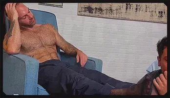 Chubby Dan Edwards Worships Hairy Chase's Feet | Gay Foot Fetish