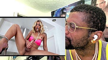 Petite Tan Blonde Transgender Cumming On Herself, AI Generated