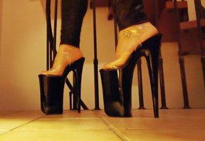 Walking In My New Black Pleaser Beyond Heels
