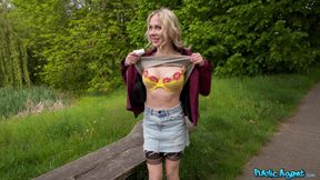 Nordic Blonde Temptress Conquers Outdoor Garage Heat