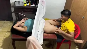 Stepdaddy checks stepmom's narrow vagina