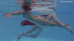 Glamorous Anastasia Ocean and Marfa - very hot brunette smut - Underwater Show