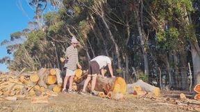 Caning Hanno With Thirty-Six Hard Strokes at a Wood Chopping Site in the Countryside