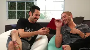 Hot Tattooed Slut in Fishnets Takes Two Cocks During Steamy Threesome