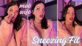 Mob Wife Sneezing Fit - Dressed Up Allergy **** Nose Blowing Watery Eyes Mascara Running