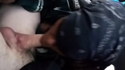 Cheating black girl sucks white cock