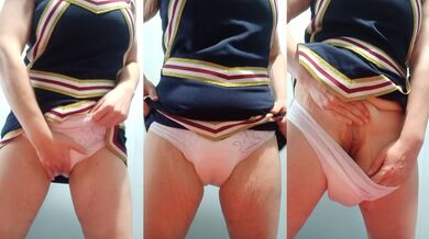 Cheerleader pissing diaper and masturbating