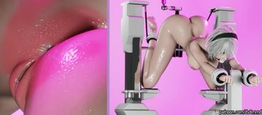 2B Locked in a Spanking Machine Trembles in Orgasms (Squirt) [DV8Animations]