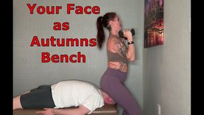 Your Face as Autumn Bodell's Bench - Facesitting And Weight Lifting Femdom Orgasms WMV