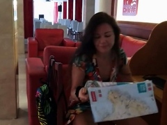 Public Nudity in a Hotel Lobby - No Panties Flash