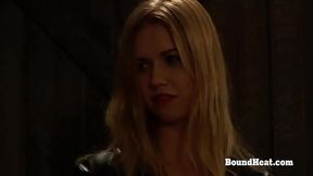 Tied Up Blonde Lesbian Slave Whipped By Dom Mistress