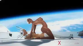 Super sexy android dickgirl fucks a hot ebony on a spaceship