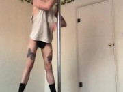 pole dancing trans twink flashing asshole