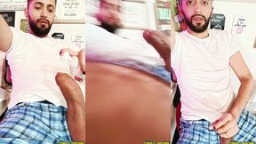 jerking my big uncut latino cock with lube before bed i was so damn horny ?