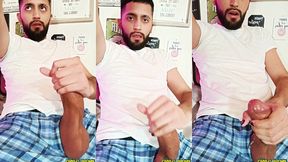 jerking my big uncut latino cock with lube before bed i was so damn horny ?