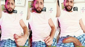 jerking my big uncut latino cock with lube before bed i was so damn horny ?