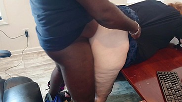 Black Guy Caught Milf Woman Boss Masturbating And Fuck Her Doggystyle Hardcore, Load Moaning (POV) SSBBW Creampie Pussy