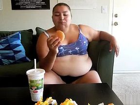Bbw belly stuffing and burps
