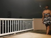 Flashing NAKED on HOTEL BALCONY - UPSKIRT No PANTIES - Voyeur