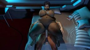 Black BBW MILF rides and sucks cock on the table