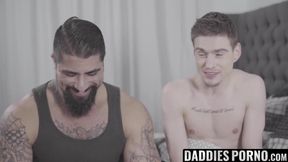 DaddiesPorno.com - Ryan Bones & Lev Ivankov - Cute twink son sucks off stepdads hango