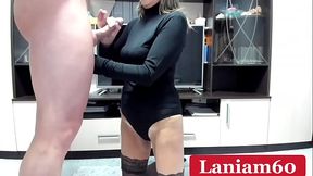 Stepmom milf sucking and milking stif cock sperm on tits