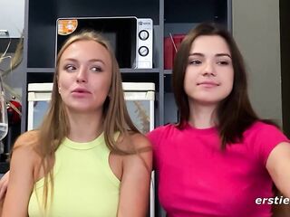 Ersties - Brunette hair Hayli Goes Down On Blond Aislin In advance of Returning the Favour With a Thong On
