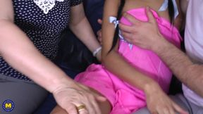 Horny Grandma Joins Young Couple In Kinky Threesome - MatureNL