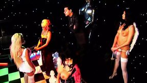 Three slutty babes in lingerie get drilled hard by a muscular orc