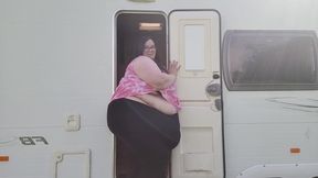 SSBBW Vs Tiny caravan door