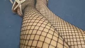 sexy Asian Legs in Black Fishnet with High heels