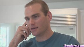 Stepmom mara nova, a sexy transsexual with piercings, gets intimate with stepson