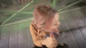 Slutty tranny fucked raw in a public alley POV