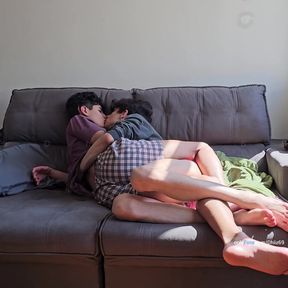 Sexy young couple making love with intense desire