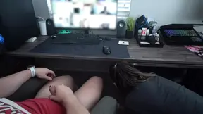 Secret Zoom Blowjob - Swallowed Every Drop While He Was on a Work Call