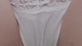Peeing white panties and cumming